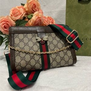 💯AUTHENTIC…GUCCI WEB Sherry Line Clutch/Crossbody Bag